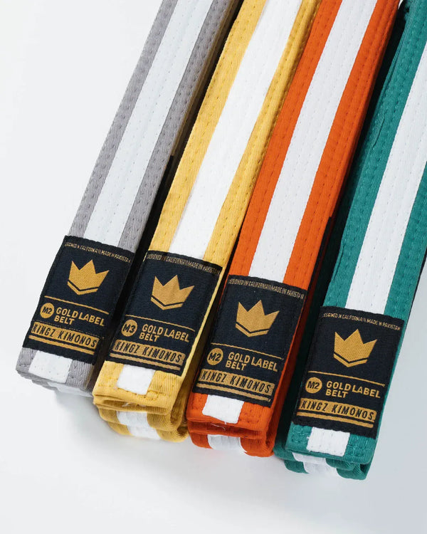 Kingz Gold Label V2 Youth BJJ Belt - White Stripe