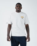 Kingz Flag Tee - Front View - KINGZ Flag Chest Patch Logo - White Pigment Dye Heavyweight BJJ T-Shirt