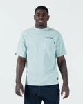 Kingz Jiu Jitsu Squad V2 Tee - Front View - JIU JITSU Text Chest Pocket - Sea Foam BJJ Pigment Dye T-Shirt [color:Sea Foam]