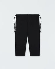 Kingz Legends Never Die Respect Women's Gi in Black – flat lay: black pants white script side logo drawstring waist apparel