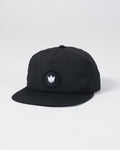 Kingz Crown Patch 5-Panel Strapback Hat Black - Angled View Black Crown Badge Front Panel Adjustable Strap Classic Fit BJJ Grappling Training Hat [color:Black]