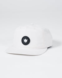 Crown Patch 5-Panel Strapback Hat - Natural Hat Kingz White