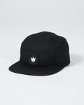 Kingz Crown Patch Strapback Hat - Black - Angled Front View Black Hat White Crown Badge Center Panel Ventilation Eyelets Adjustable Strap Casual BJJ Training Apparel [color:Black]