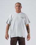Kingz HQ V2 Tee - Front View - Kingz Kimonos Minimal HQ Location Chest Print Garment Wash - Light Gray BJJ Tee [color:Light Gray]
