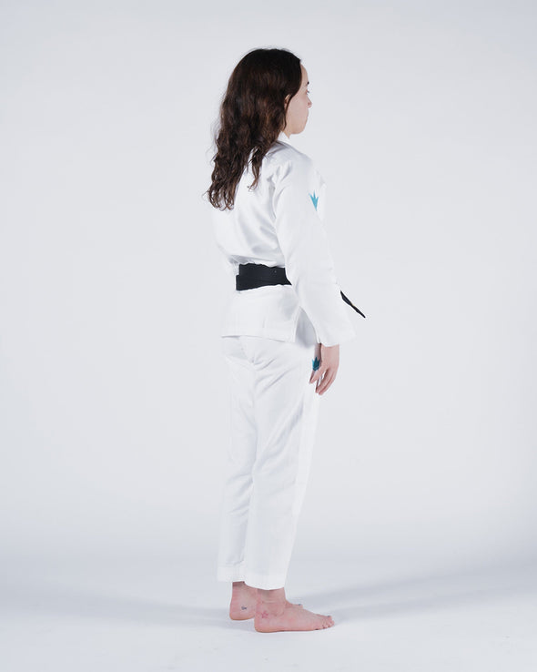 Giu Jiu Jitsu Feminino The ONE - Branco/Azul Celeste - Faixa Branca GRÁTIS