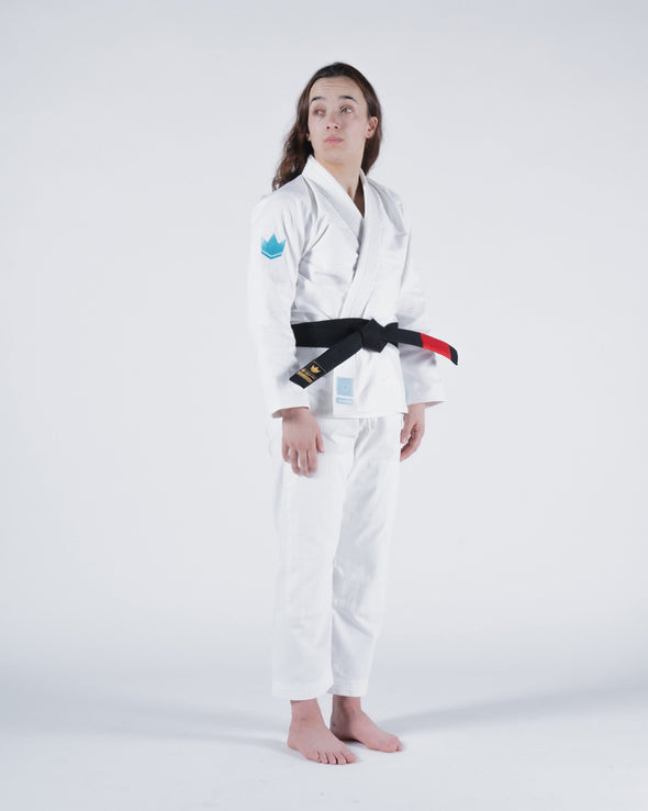 The ONE Womens Jiu Jitsu Gi - White/Sky Blue - FREE White Belt