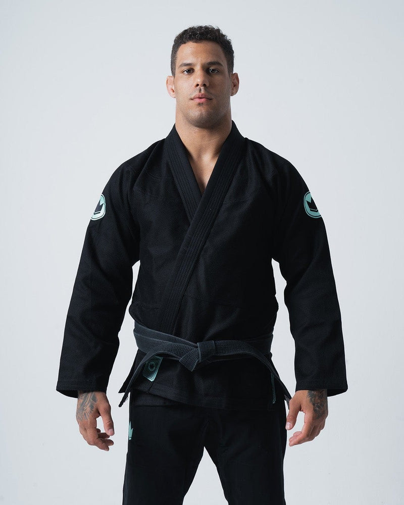 Kingz Classic 3.0 BJJ Gi Black - 450gsm Pearl Weave Plus Heat Resistant Rubber Lapel Front View