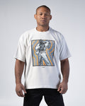 Kingz Vibration Tee - Front View - Leandro Lo LO7 Legend Vibration Energy Graphic Tribute Tee - Light Gray BJJ [color:Light Gray]