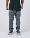 Kingz Casual Rip Stop Gi Pant - Grey - Full Body Front View Male Athlete Grey Rip Stop Fabric Relaxed Fit Elastic Waistband BJJ Gi Training Pants [color:Grey]