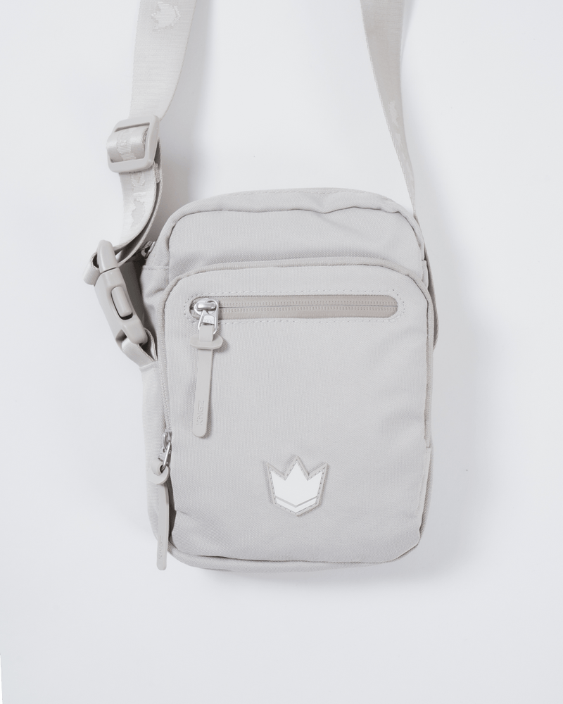Kingz Side Bag Cream - Front View - Compact Cream Crossbody Bag with Crown Logo - BJJ Training Carry Bag