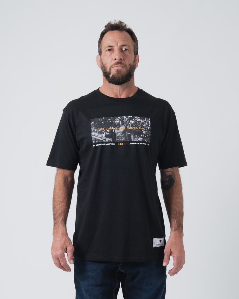 Kingz Confidence Tee - Front View - Confidence Has No Competition Leandro Lo LO7 World Champion Legend Front Graphic - Black BJJ [color:Black]