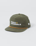 Kingz Original Snapback Green - Angled Front View Embroidered White KINGZ ORIGINALS Text Yellow Rope Accent Side Crown Badge Olive Green Streetwear Hat [color:Green]