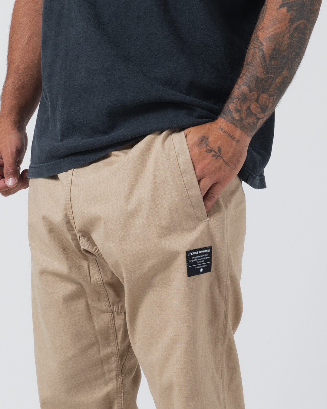 Kingz Casual Rip Stop Men's Gi Pants - Khaki