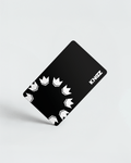 Kingz e-Gift Card Black - Angled View Black Card White Crown Pattern KINGZ Text Top Right Corner Sleek Modern Design Gift Card BJJ MMA Training