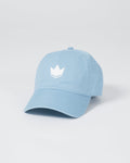 Kingz Kore Dad Hat Baby Blue - Angled Front View White Crown Logo Center Panel Soft Cotton Curved Brim Casual Fit Adjustable Strap Back BJJ Training Apparel [color:Baby Blue]