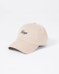 Kingz Script Dad Hat - Khaki - Angled View Embroidered Black Kingz Logo Front Panel Beige Cotton Classic Curved Brim Casual Fit BJJ Training Hat [color:Beige]