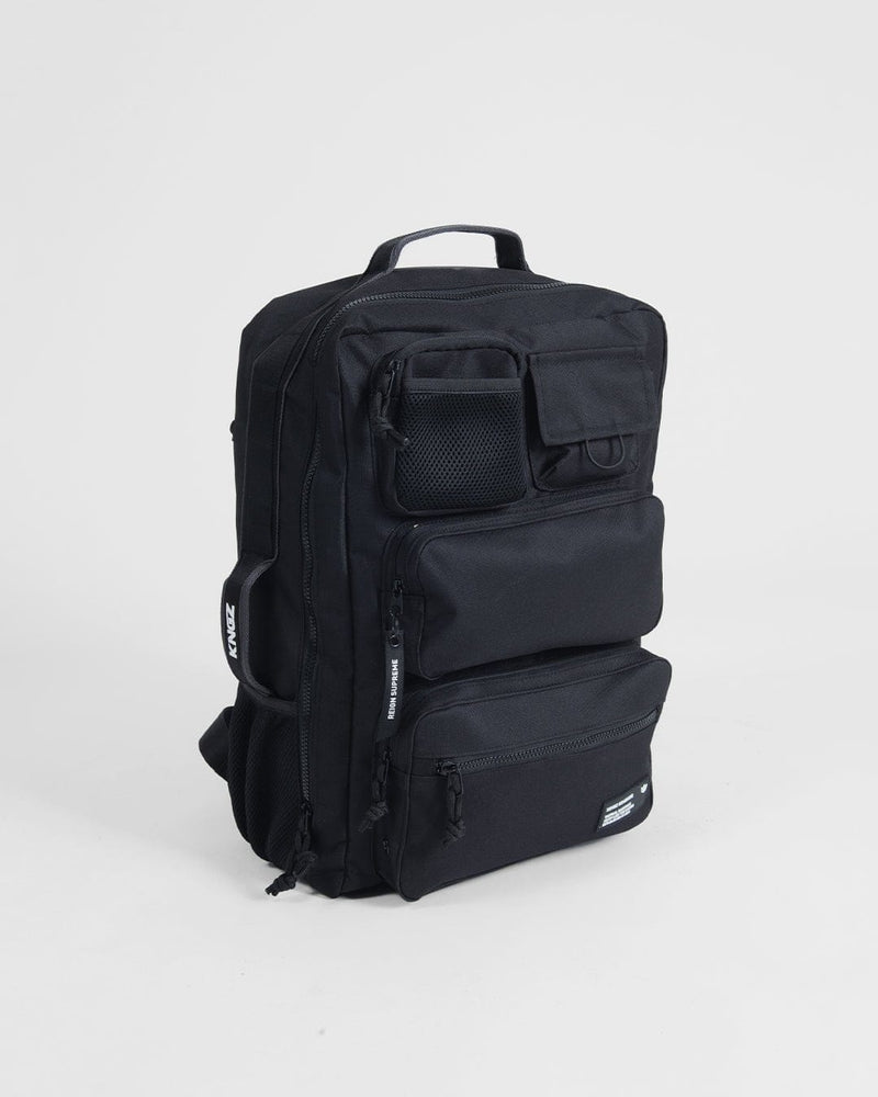 Kingz Tactical Backpack Black - Front View - 38L Multi-Compartment Durable Polyester BJJ Gear Backpack